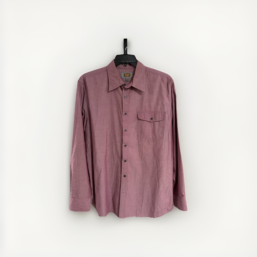 The Foundry mens shirt cotton purple sz LARGE TALL‎ LT long sleeve EUC C115